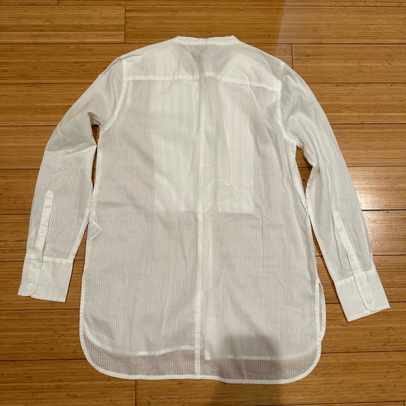 J. Crew White Grosgrain Pleated Button Down Cotton Shirt Size 2P - Picture 2 of 6